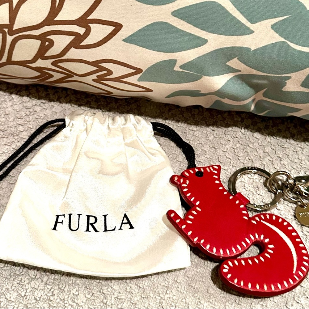FURLA Leather Squirrel Keychain Charm